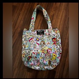 Ju-Ju-Be Blue Tote Bag with Playful Print and Slouchy Shape